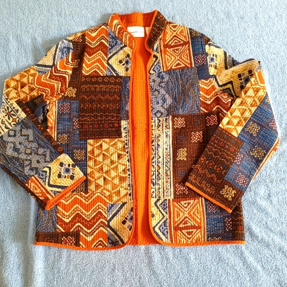 NWOT Alfred Dunner Patchwork Open Front Rich Colors Quilted Jacket/ Blazer Sm - Picture 6 of 9